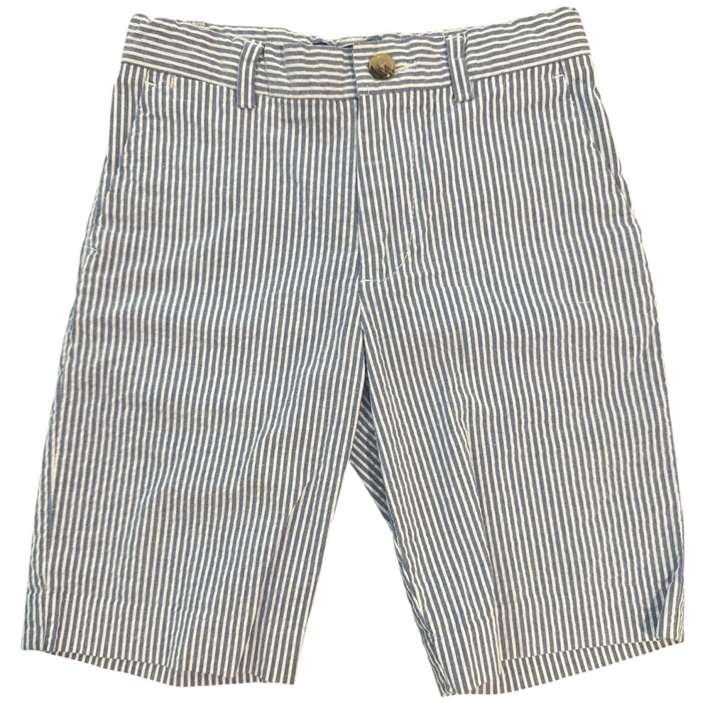 Polo Ralph Lauren Seersucker Shorts Boys’ Size 7 Blue White Adjustable Waist